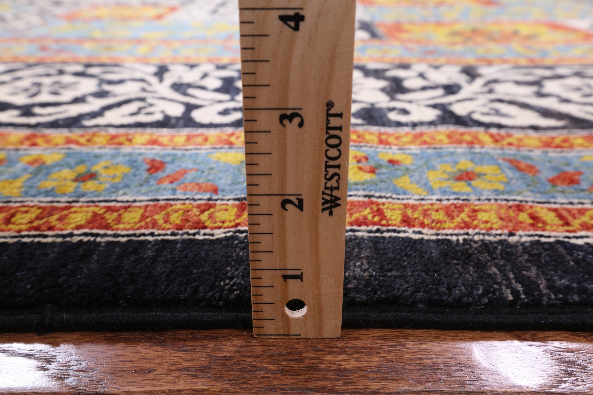 Black William Morris Handmade Wool Area Rug - 9' 2" X 12' 1" - Golden Nile