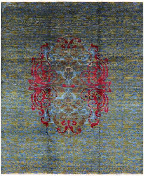 William Morris Hand Knotted Wool Area Rug - 7' 11" X 9' 8" - Golden Nile