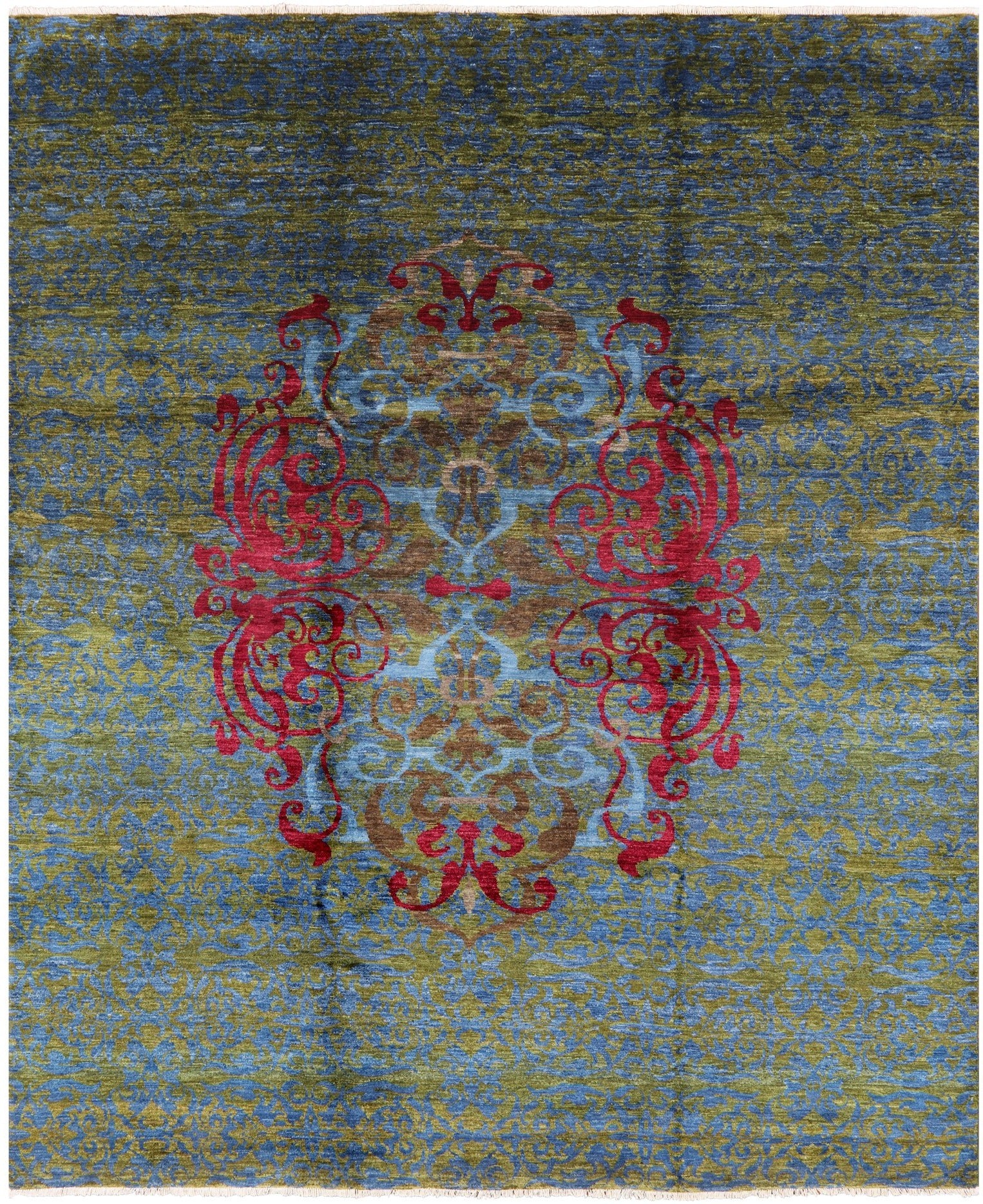 William Morris Hand Knotted Wool Area Rug - 7' 11" X 9' 8" - Golden Nile
