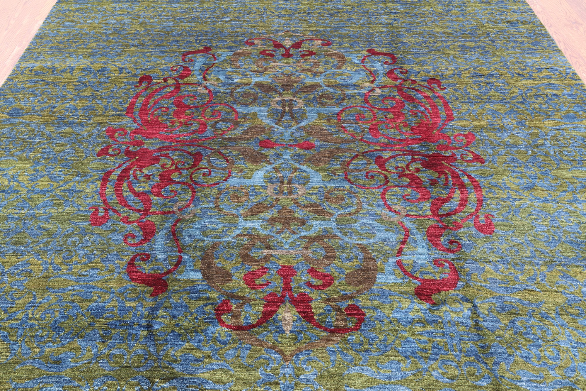 William Morris Hand Knotted Wool Area Rug - 7' 11" X 9' 8" - Golden Nile