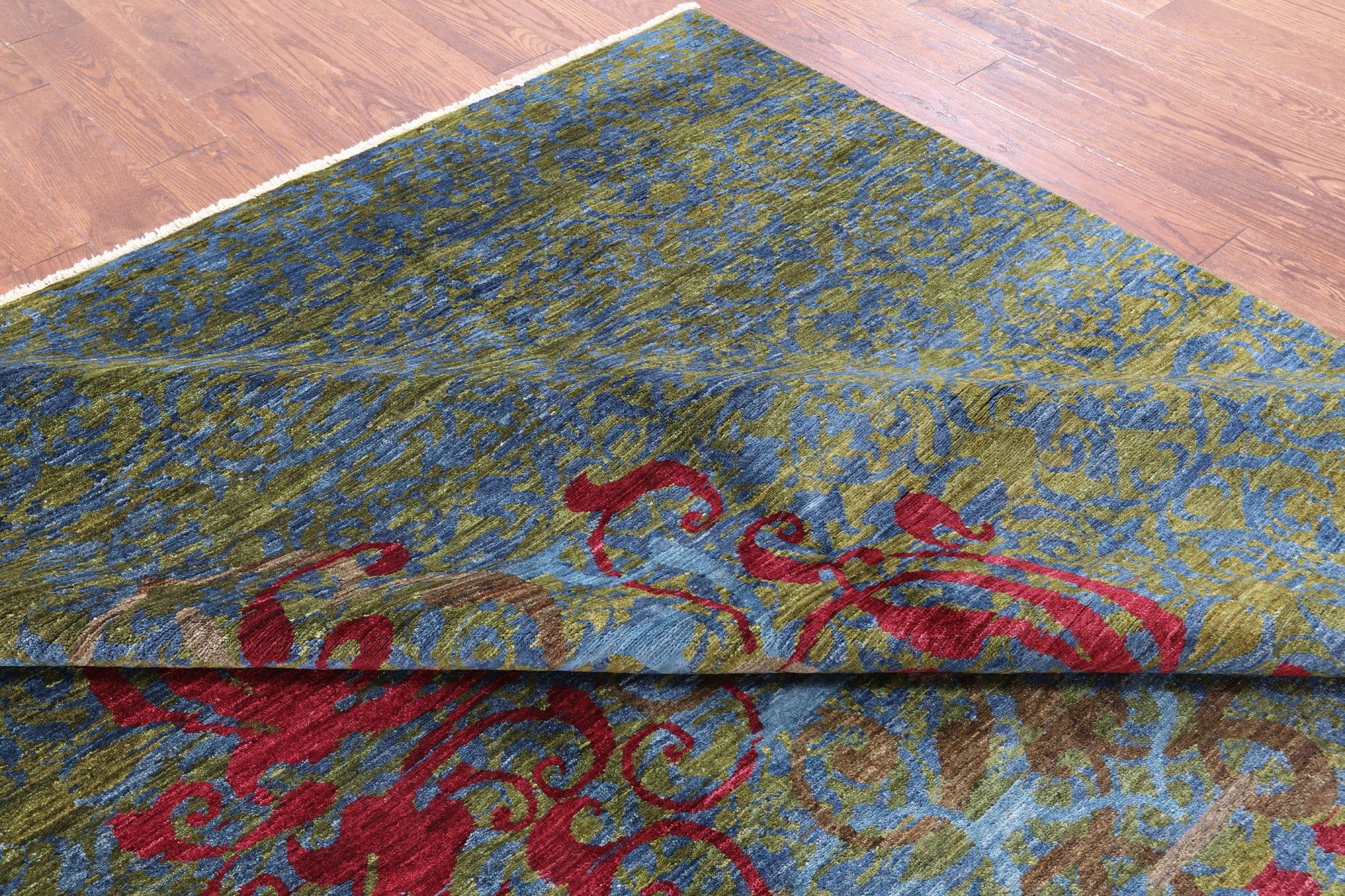 William Morris Hand Knotted Wool Area Rug - 7' 11" X 9' 8" - Golden Nile