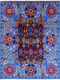 Blue William Morris Handmade Wool Rug - 8' 2" X 10' 2" - Golden Nile