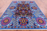 Blue William Morris Handmade Wool Rug - 8' 2" X 10' 2" - Golden Nile