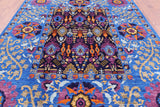 Blue William Morris Handmade Wool Rug - 8' 2" X 10' 2" - Golden Nile