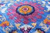 Blue William Morris Handmade Wool Rug - 8' 2" X 10' 2" - Golden Nile