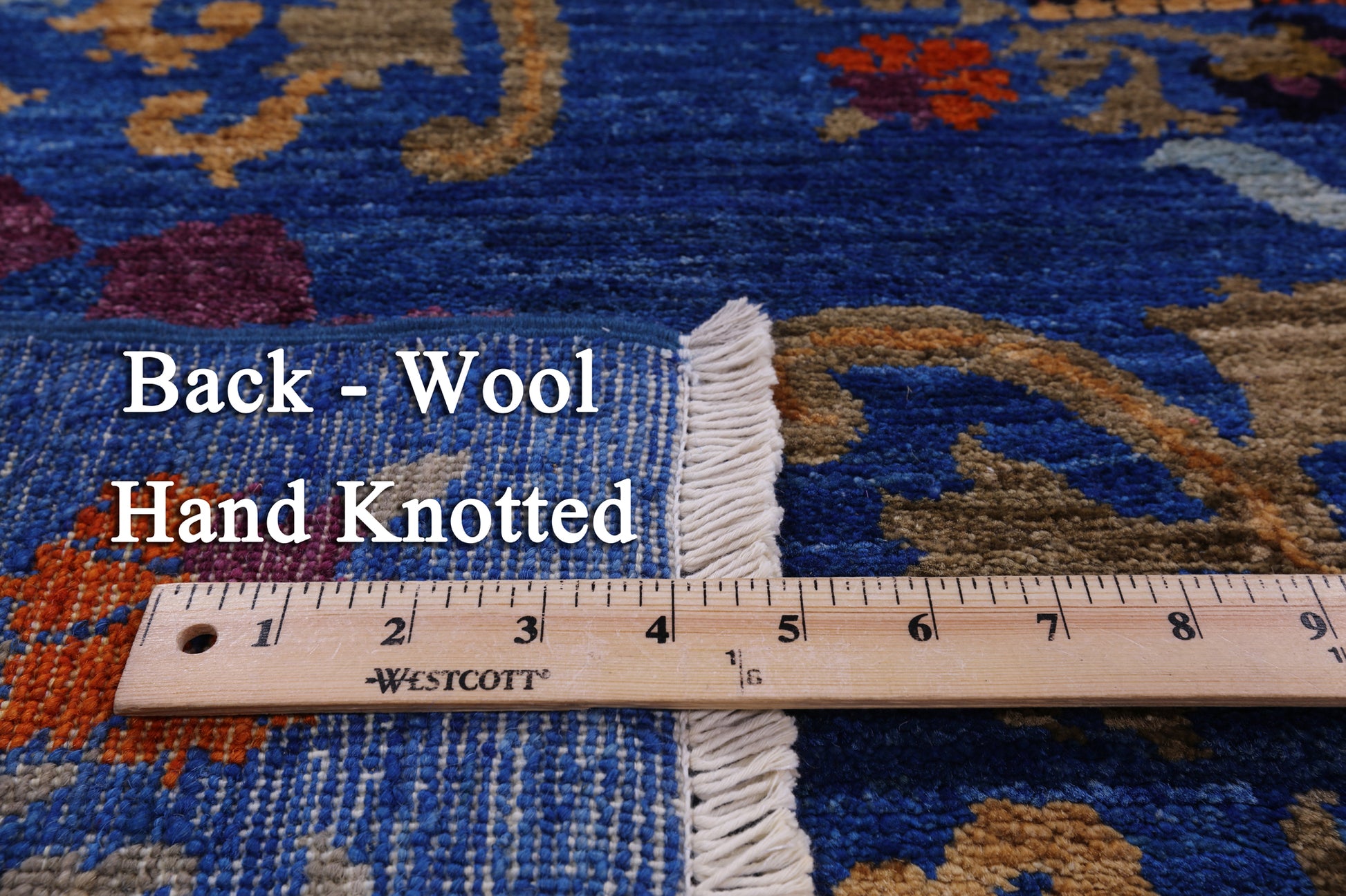 Blue William Morris Handmade Wool Rug - 8' 2" X 10' 2" - Golden Nile