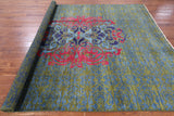 Green Wiiliam Morris Hand Knotted Wool Area Rug - 7' 9" X 9' 6" - Golden Nile
