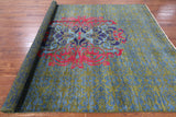 Green Wiiliam Morris Hand Knotted Wool Area Rug - 7' 9" X 9' 6" - Golden Nile