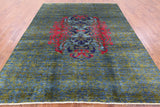 Green Wiiliam Morris Hand Knotted Wool Area Rug - 7' 9" X 9' 6" - Golden Nile