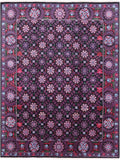 Black William Morris Hand Knotted Wool Area Rug - 8' 0" X 10' 4" - Golden Nile