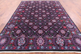 Black William Morris Hand Knotted Wool Area Rug - 8' 0" X 10' 4" - Golden Nile