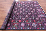 Black William Morris Hand Knotted Wool Area Rug - 8' 2" X 10' 3" - Golden Nile