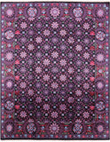 Black William Morris Hand Knotted Wool Area Rug - 8' 2" X 10' 3" - Golden Nile