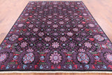 Black William Morris Hand Knotted Wool Area Rug - 8' 2" X 10' 3" - Golden Nile