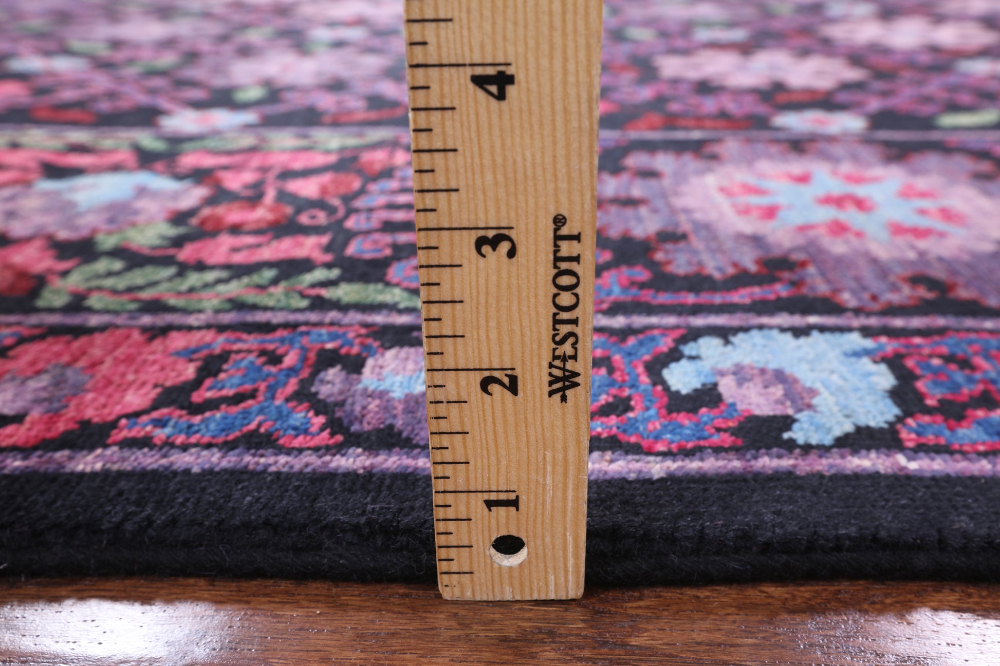 Black William Morris Hand Knotted Wool Area Rug - 8' 2" X 10' 3" - Golden Nile