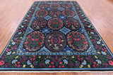 Black William Morris Handmade Wool Area Rug - 8' 0" X 12' 7" - Golden Nile