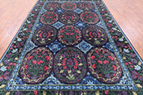 Black William Morris Handmade Wool Area Rug - 8' 0" X 12' 7" - Golden Nile