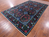 Black William Morris Handmade Wool Area Rug - 8' 0" X 12' 7" - Golden Nile