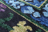 Black William Morris Handmade Wool Area Rug - 8' 0" X 12' 7" - Golden Nile