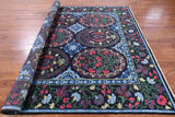 Black William Morris Hand Knotted Wool Area Rug - 8' 2" X 10' 0" - Golden Nile