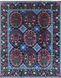 Black William Morris Hand Knotted Wool Area Rug - 8' 2" X 10' 0" - Golden Nile