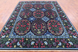 Black William Morris Hand Knotted Wool Area Rug - 8' 2" X 10' 0" - Golden Nile