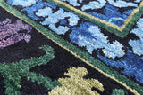 Black William Morris Hand Knotted Wool Area Rug - 8' 2" X 10' 0" - Golden Nile