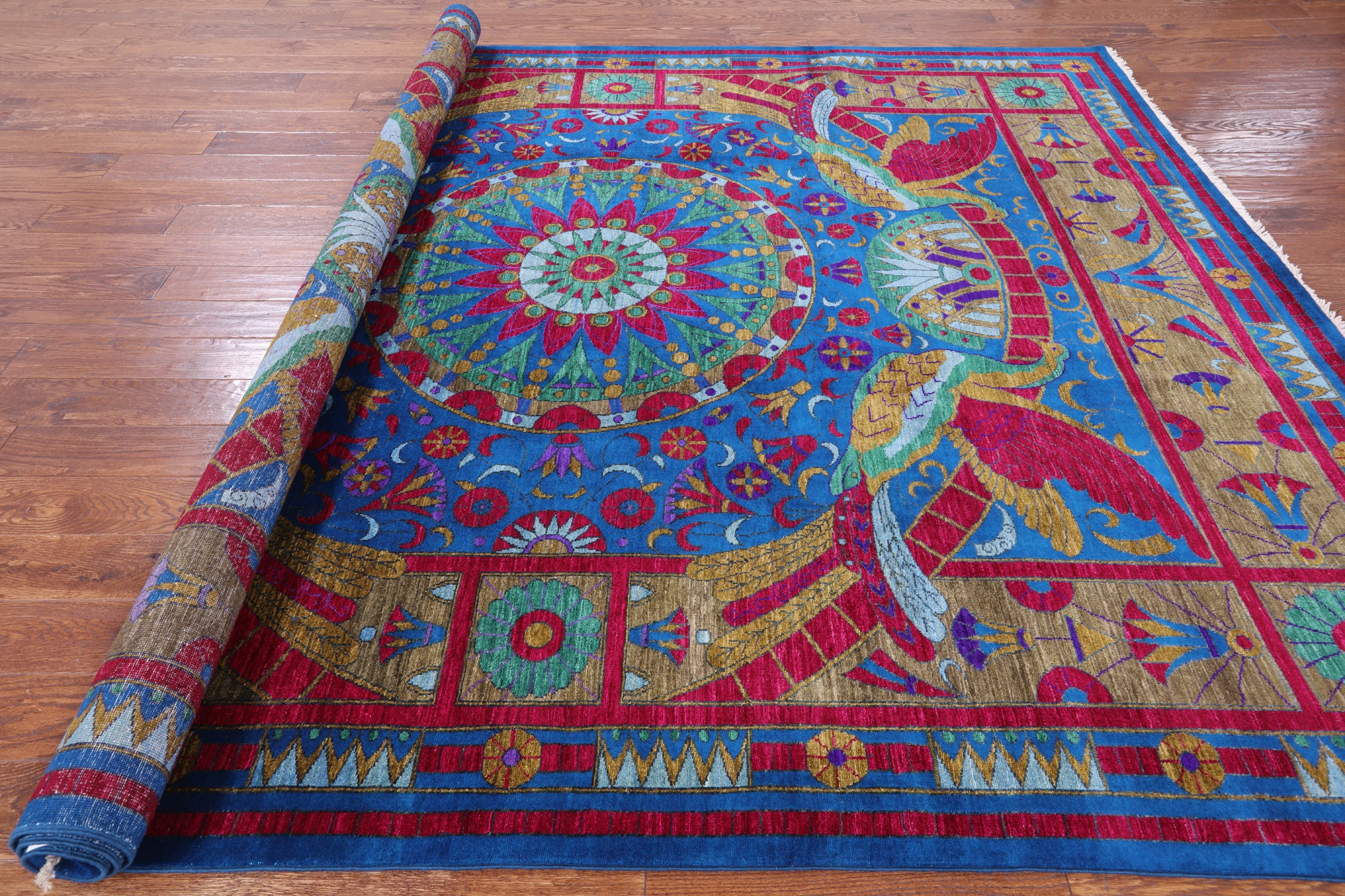 Peacock William Morris Hand Knotted Wool Area Rug – Golden Nile