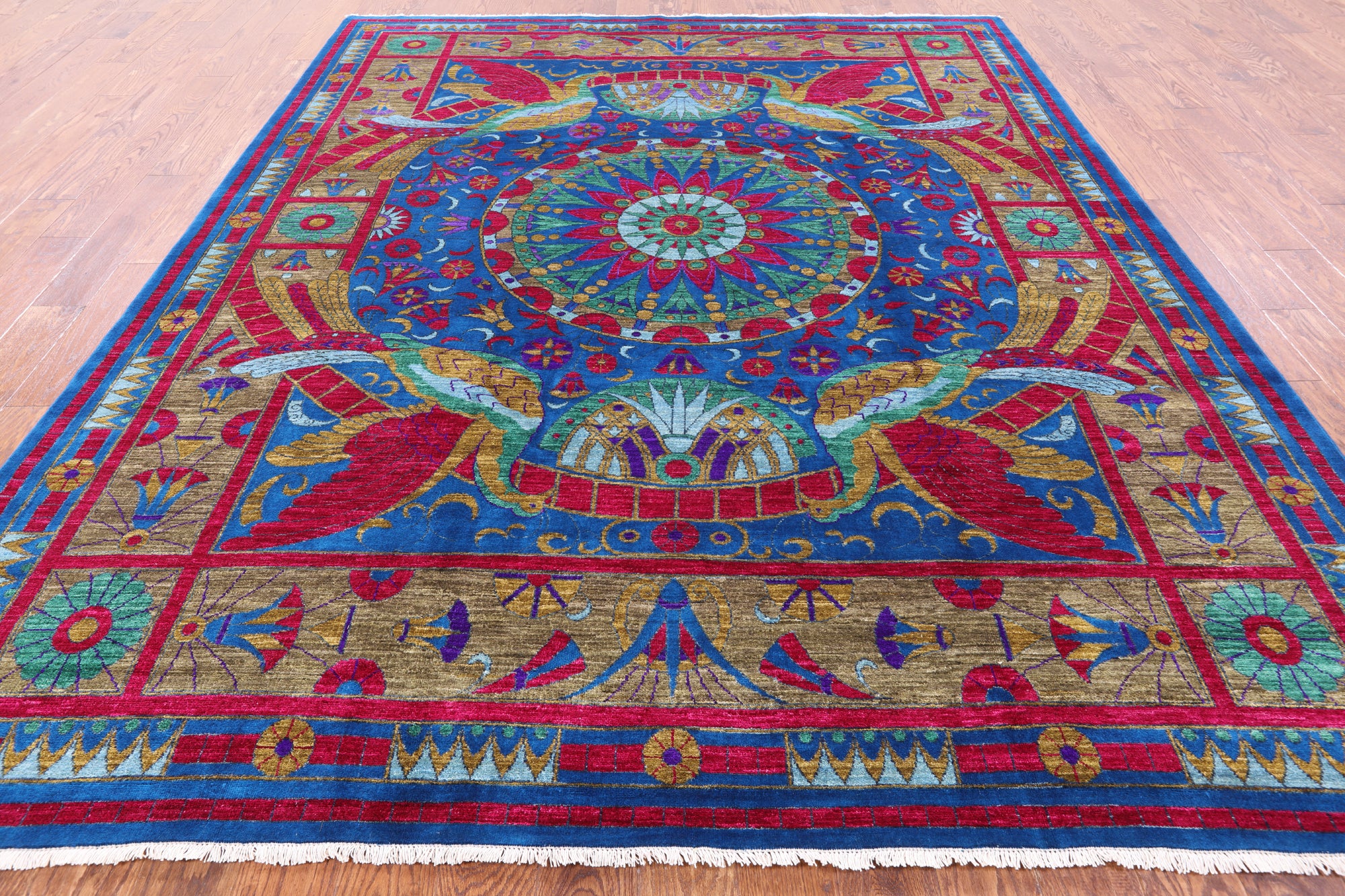Peacock William Morris Hand Knotted Wool Area Rug – Golden Nile