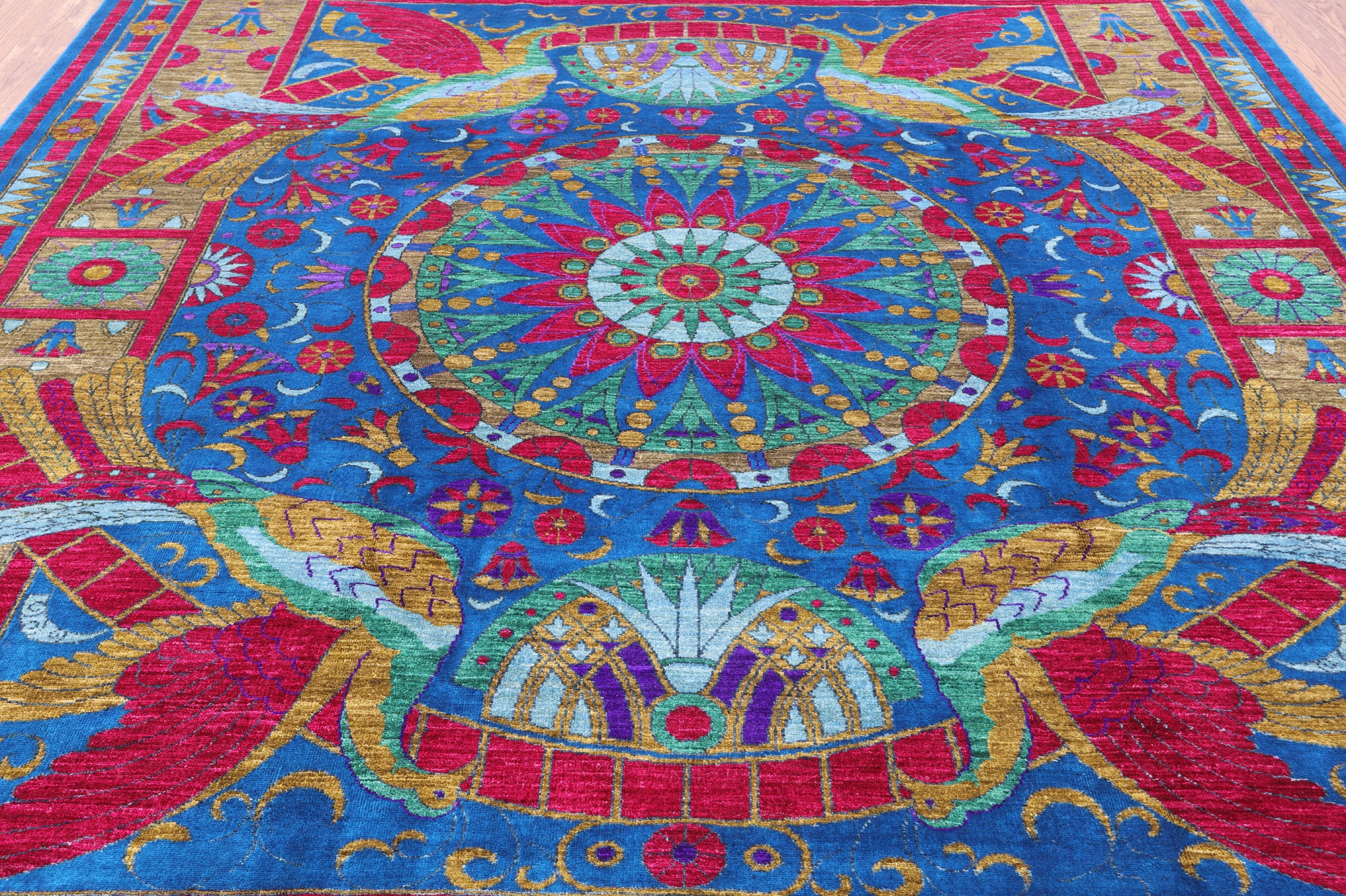 Peacock William Morris Hand Knotted Wool Area Rug – Golden Nile