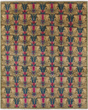 Green William Morris Hand Knotted Wool Area Rug - 8' 0" X 10' 0" - Golden Nile