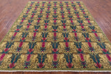 Green William Morris Hand Knotted Wool Area Rug - 8' 0" X 10' 0" - Golden Nile