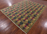 Green William Morris Hand Knotted Wool Area Rug - 8' 0" X 10' 0" - Golden Nile