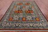 Black William Morris Handmade Wool Area Rug - 7' 11" X 10' 7" - Golden Nile