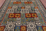 Black William Morris Handmade Wool Area Rug - 7' 11" X 10' 7" - Golden Nile