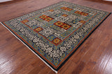 Black William Morris Handmade Wool Area Rug - 7' 11" X 10' 7" - Golden Nile
