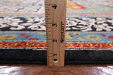 Black William Morris Handmade Wool Area Rug - 7' 11" X 10' 7" - Golden Nile
