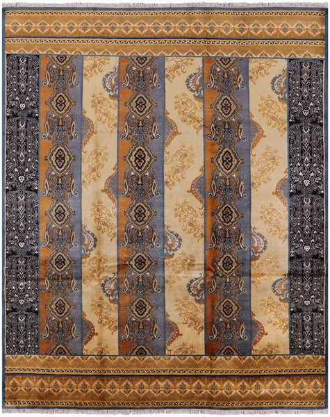 William Morris Hand Knotted Wool Rug - 8' 1" X 9' 11" - Golden Nile