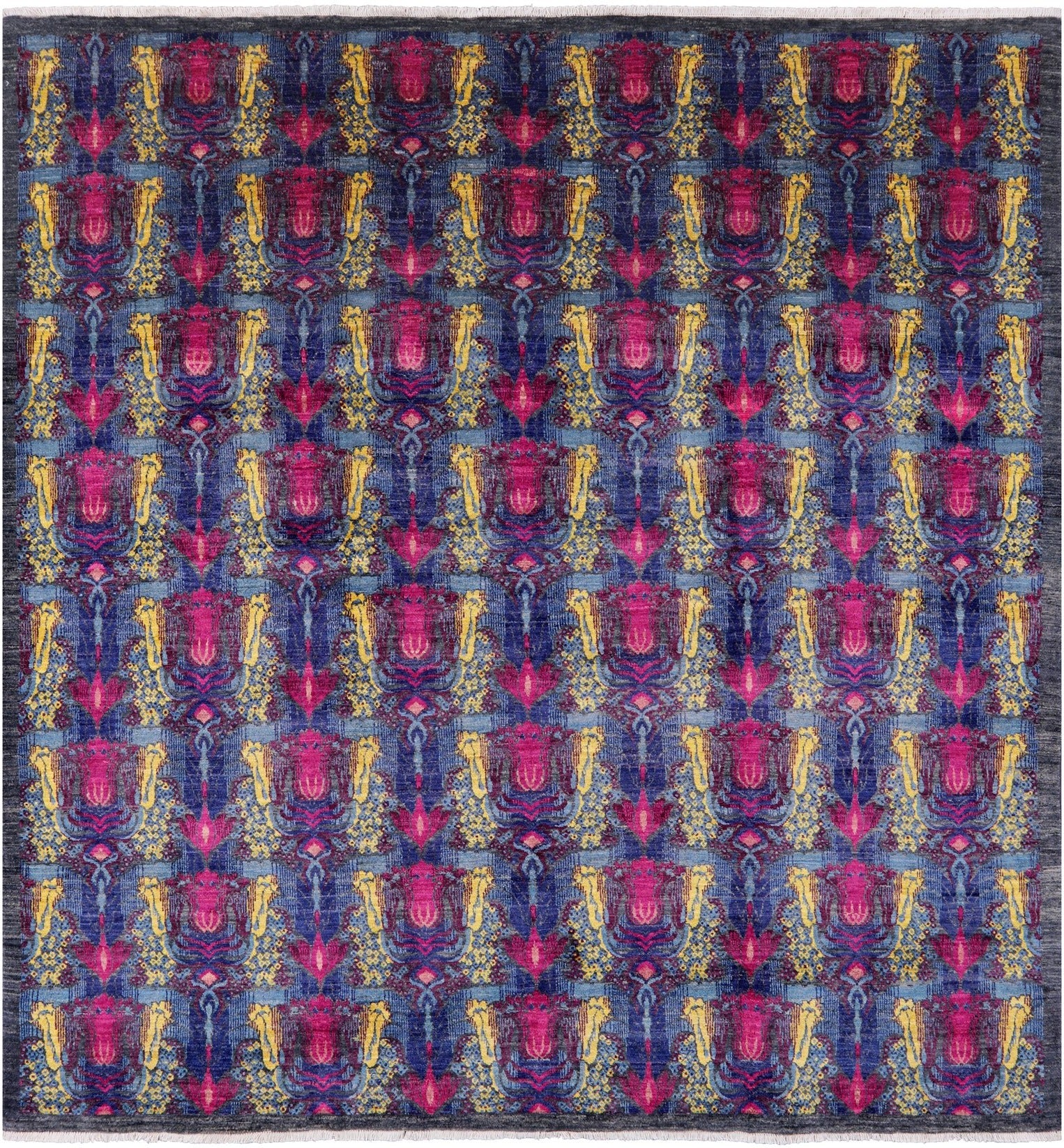 Square William Morris Hand Knotted Wool Rug - 8' 0" X 8' 3" - Golden Nile