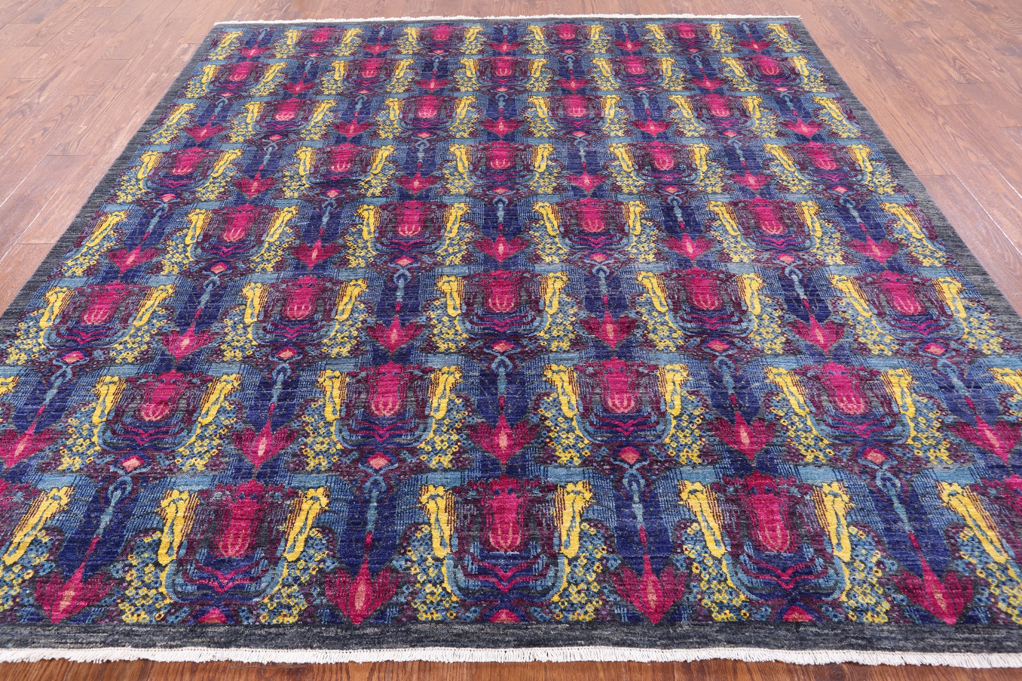 Square William Morris Hand Knotted Wool Rug - 8' 0" X 8' 3" - Golden Nile