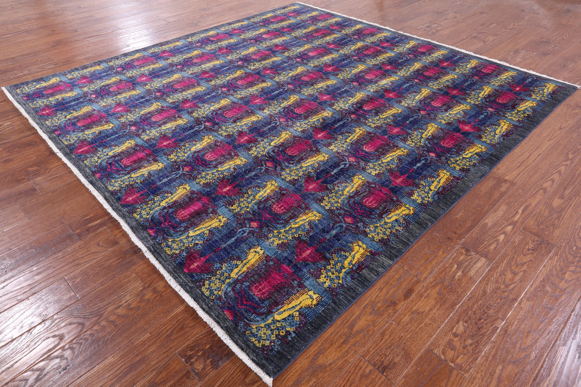 Square William Morris Hand Knotted Wool Rug - 8' 0" X 8' 3" - Golden Nile