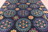 Black William Morris Hand Knotted Wool Rug - 8' 0" X 10' 1" - Golden Nile
