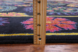 Black William Morris Hand Knotted Wool Rug - 8' 0" X 10' 1" - Golden Nile