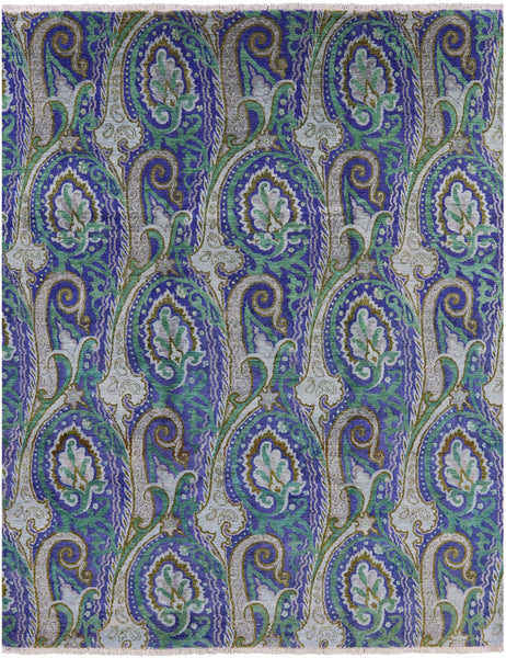 William Morris Handmade Wool Rug - 8' 0" X 10' 2" - Golden Nile