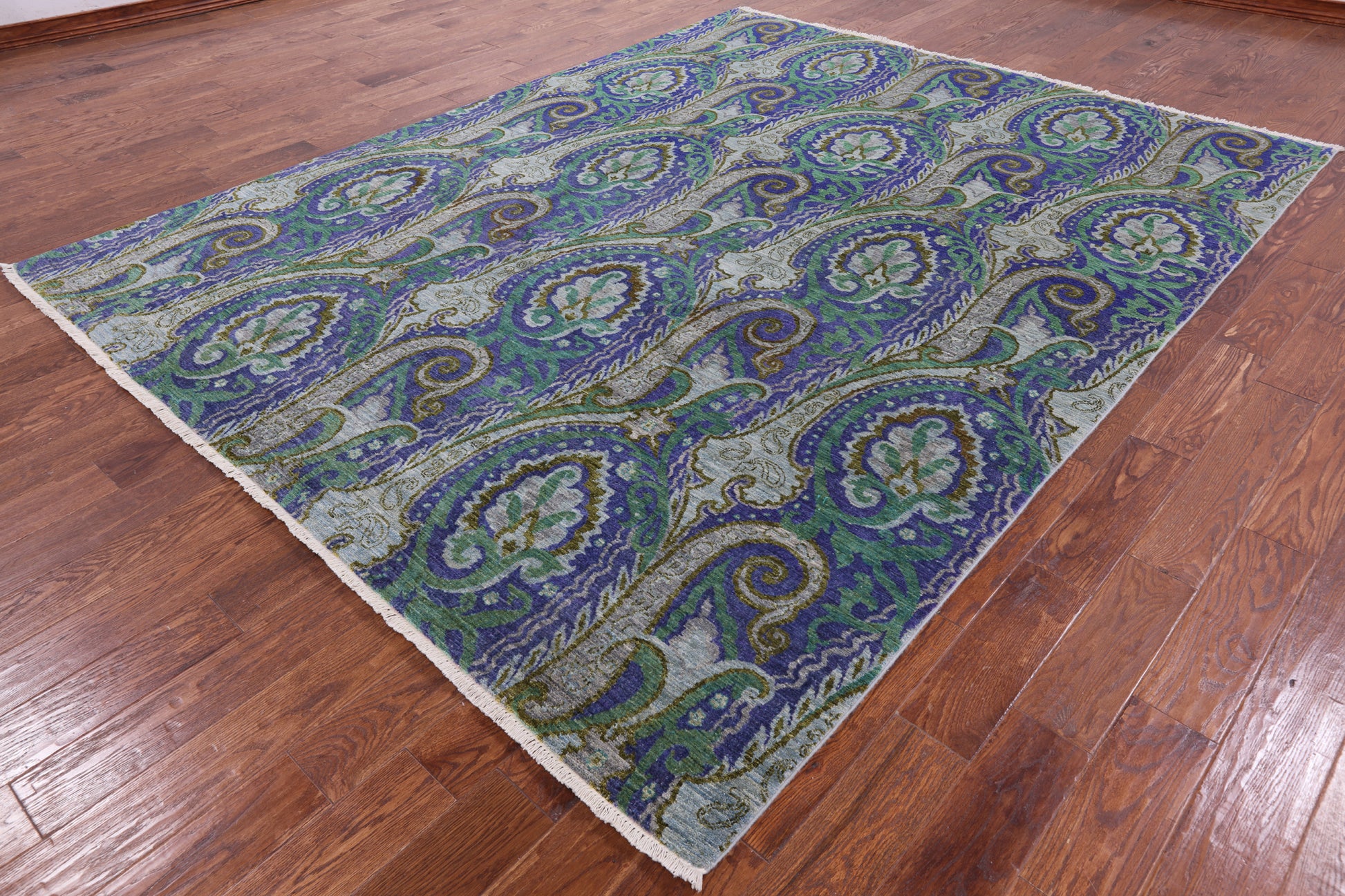 William Morris Handmade Wool Rug - 8' 0" X 10' 2" - Golden Nile