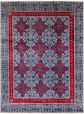Grey William Morris Hand Knotted Wool Rug - 7' 10" X 10' 3" - Golden Nile