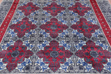 Grey William Morris Hand Knotted Wool Rug - 7' 10" X 10' 3" - Golden Nile