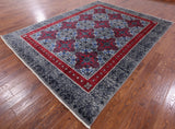 Grey William Morris Hand Knotted Wool Rug - 7' 10" X 10' 3" - Golden Nile