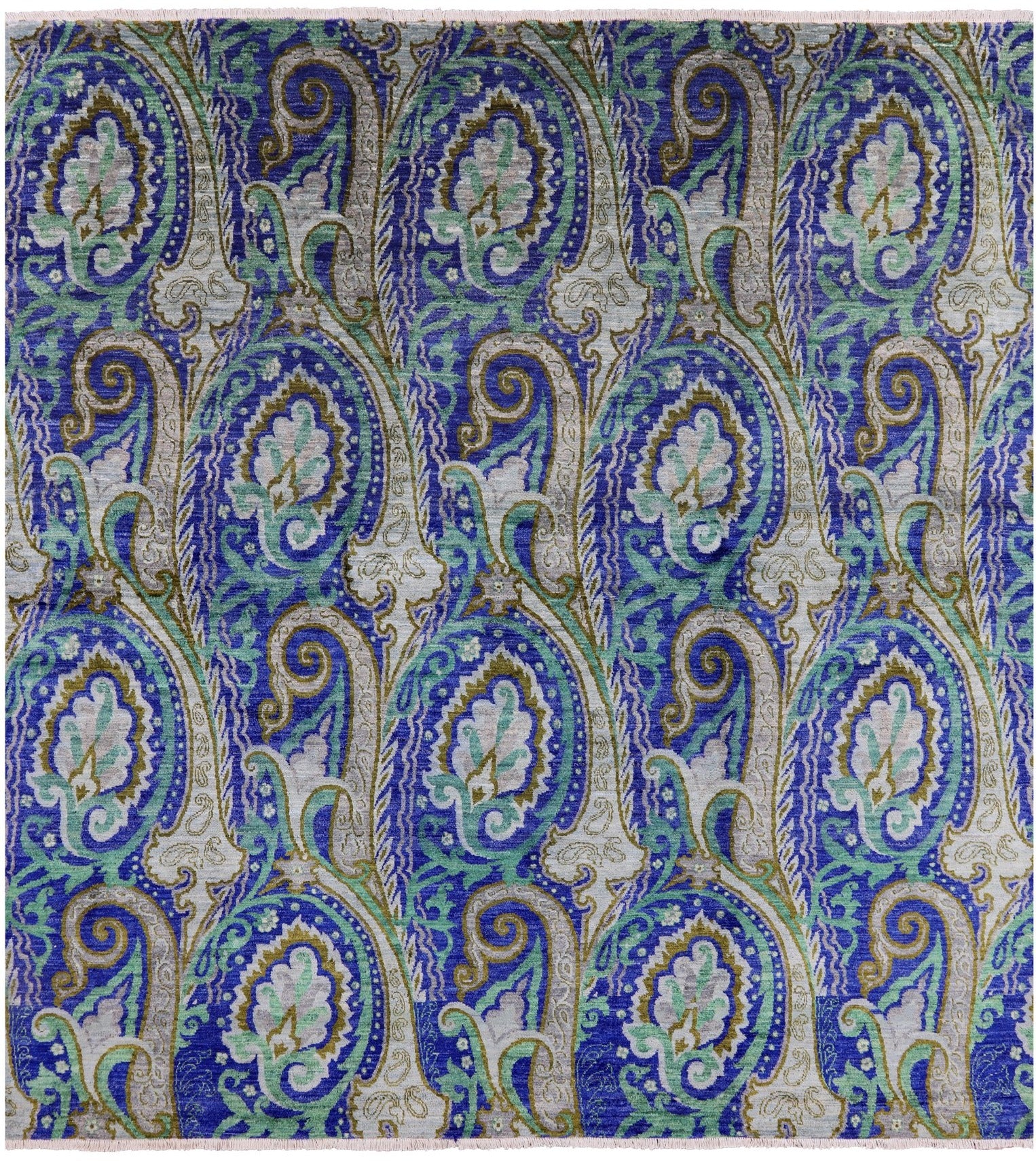 Square William Morris Hand Knotted Wool Rug - 7' 9 X 8' 1 - Golden Nile