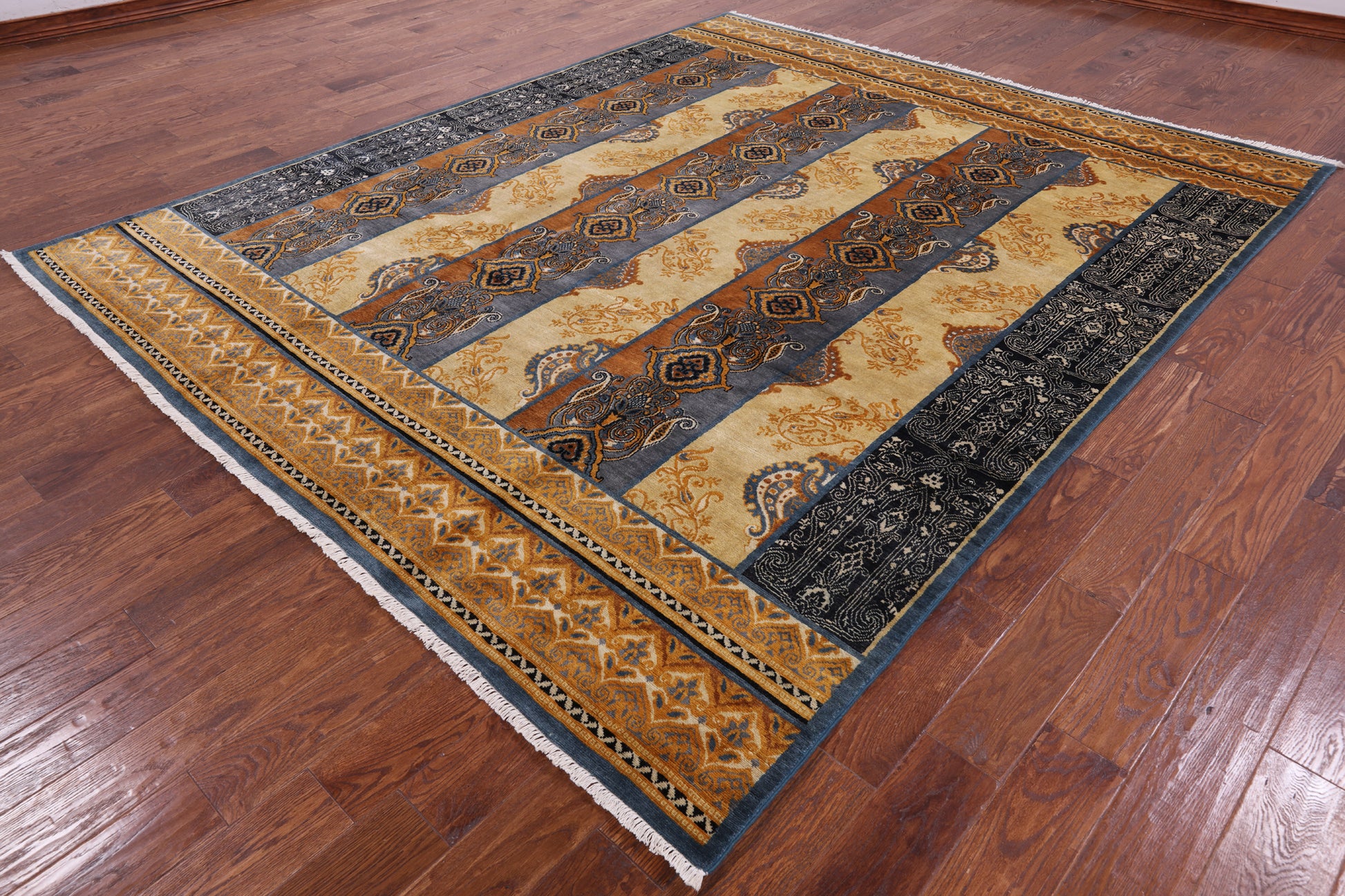 William Morris Handmade Wool Rug - 8' 3" X 9' 11" - Golden Nile